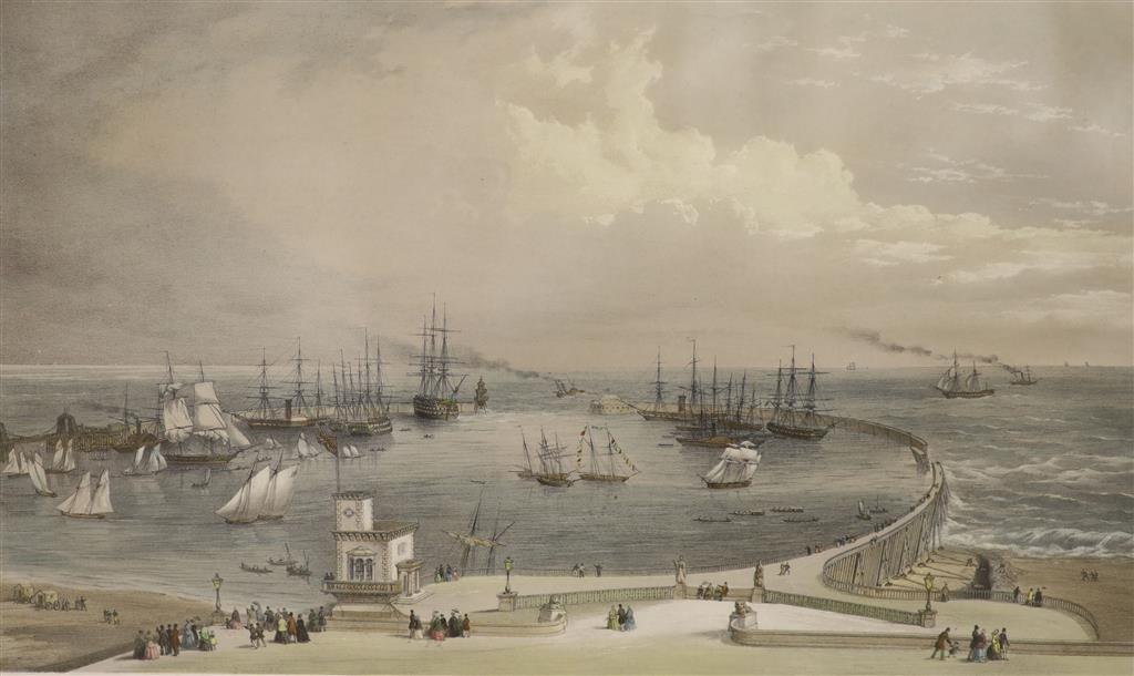 Thomas Picken, coloured lithograph, View of the Intended Harbour at Brighton, 32 x 47cm